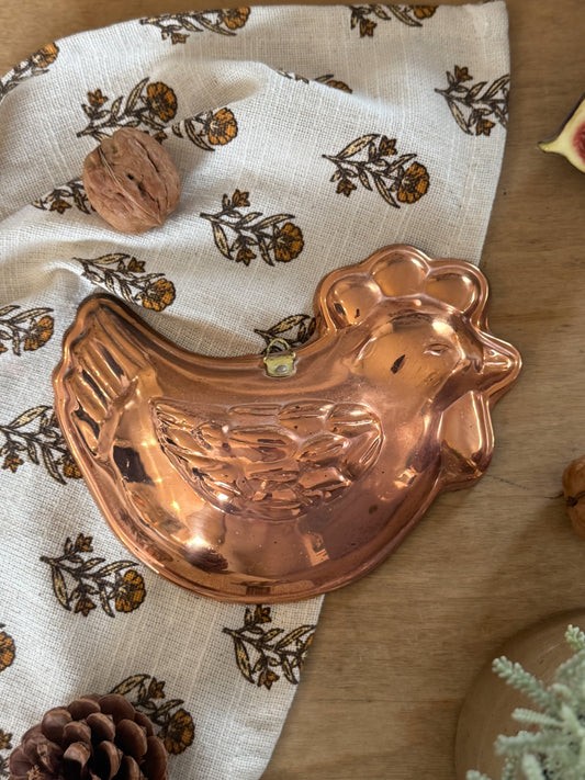 Vintage Midcentury Copper Chicken Jelly Mould