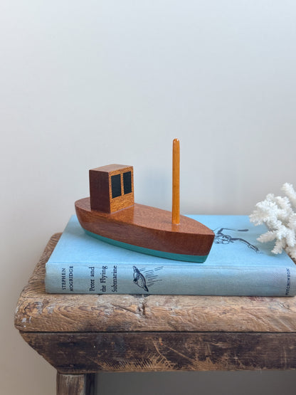 Vintage Midcentury Handmade Wooden Fishing Boat
