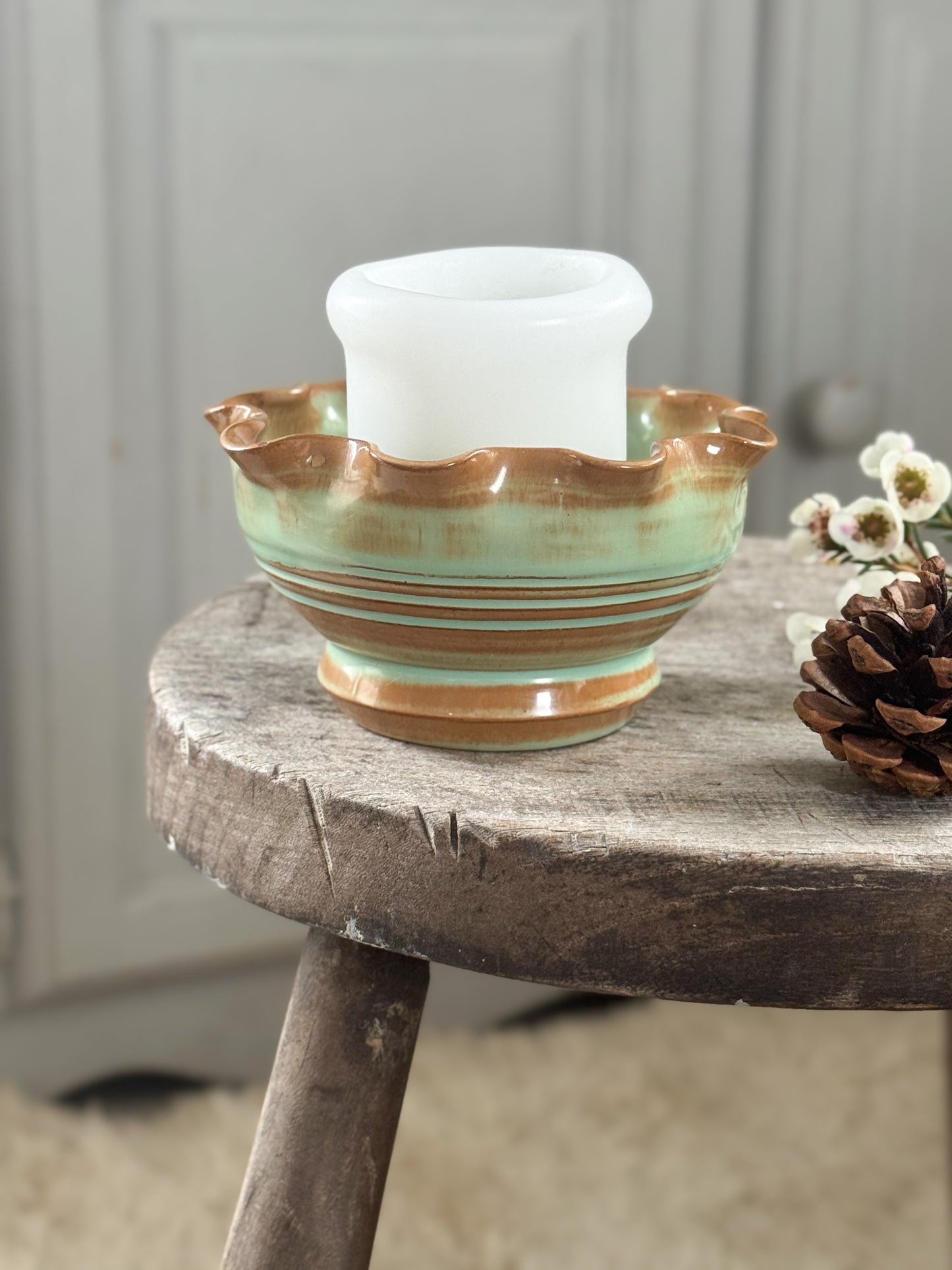 Vintage Prinknash Pottery Scalloped Edge Bowl