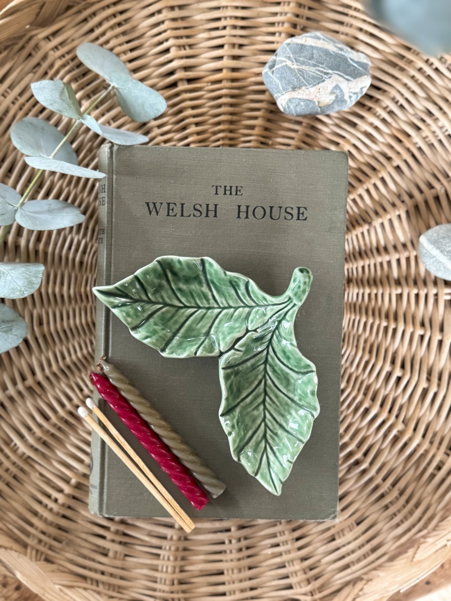 Vintage Portuguese Bordallo Pinheiro Holly Leaf Trinket Dish