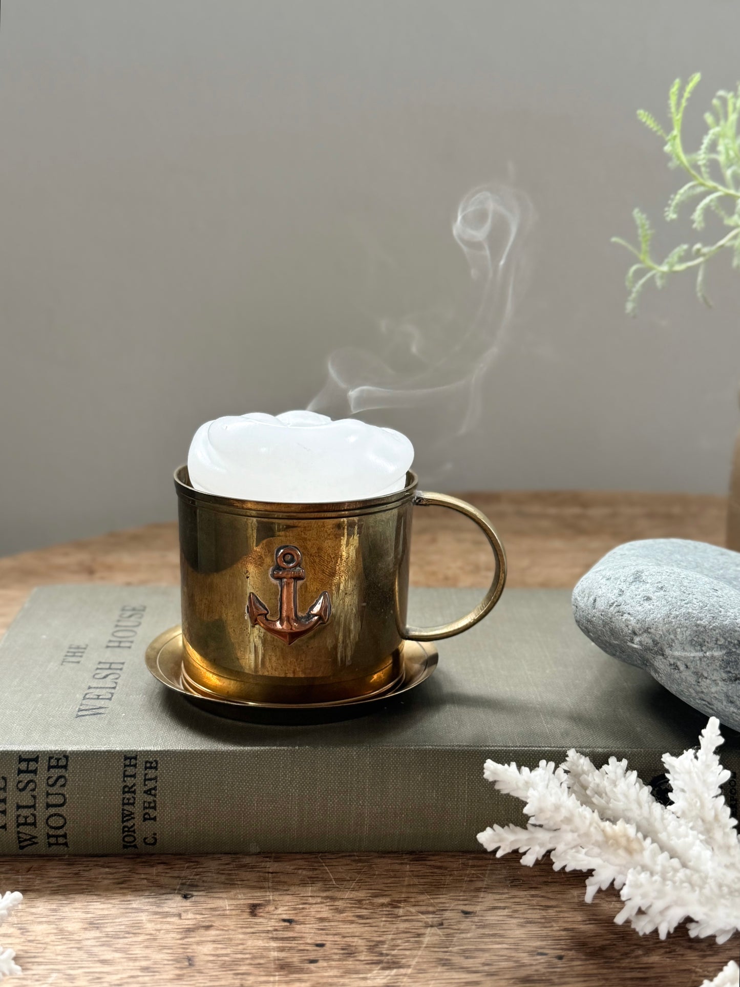 Vintage Brass & Copper Anchor Mug & Saucer