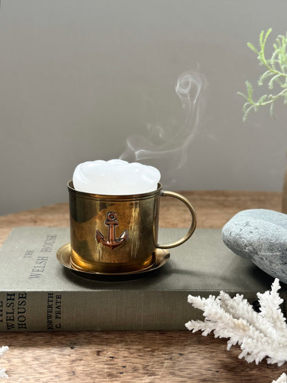 Vintage Brass & Copper Anchor Mug & Saucer