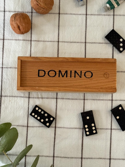 Vintage Domino Set in Wooden Box