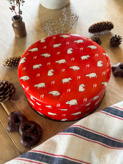 Vintage Enamel ‘Pig’ Cake/Biscuit Tin