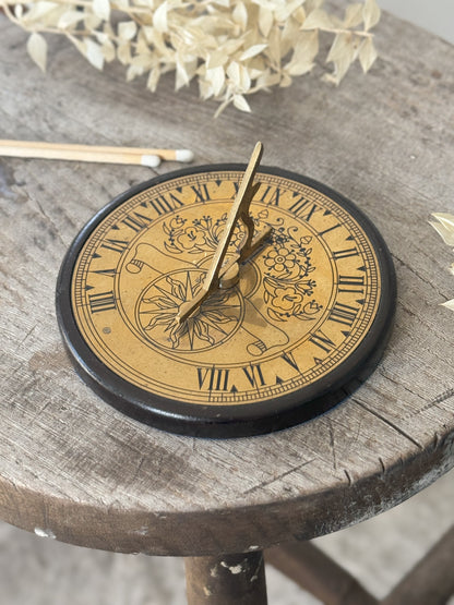 Vintage Brass & Wood Sundial