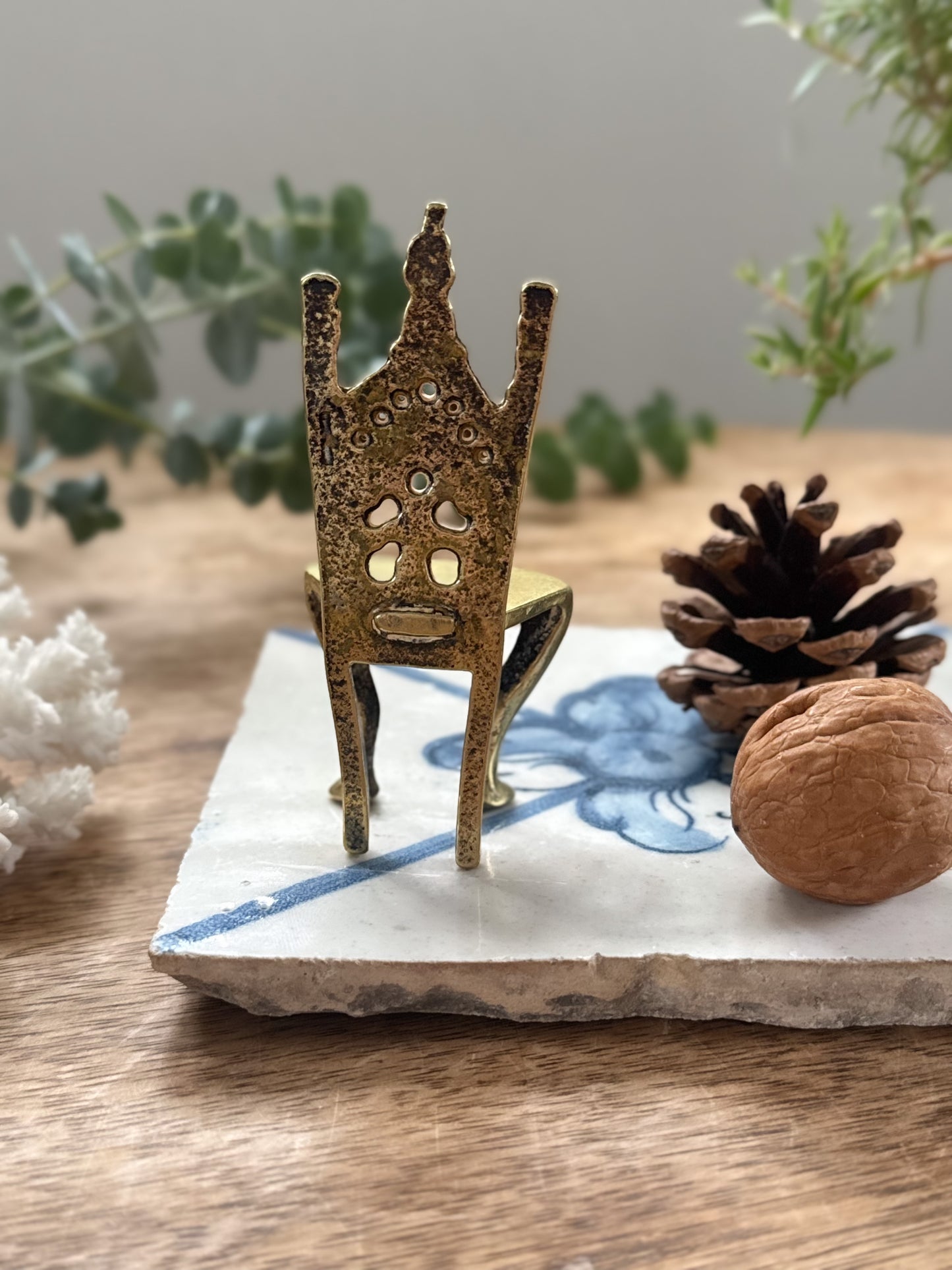 Vintage Solid Brass Miniature Chair / Throne