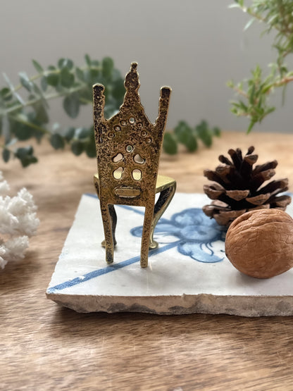 Vintage Solid Brass Miniature Chair / Throne