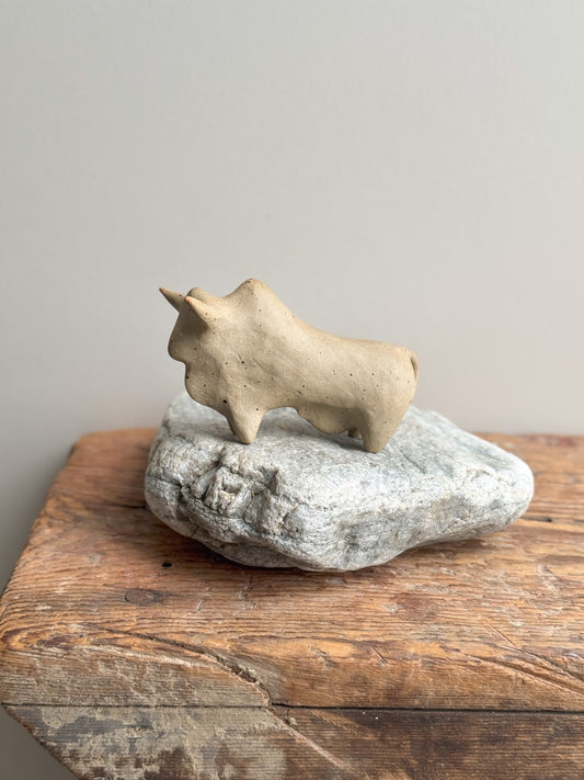 Vintage Studio Pottery Bull Sculpture