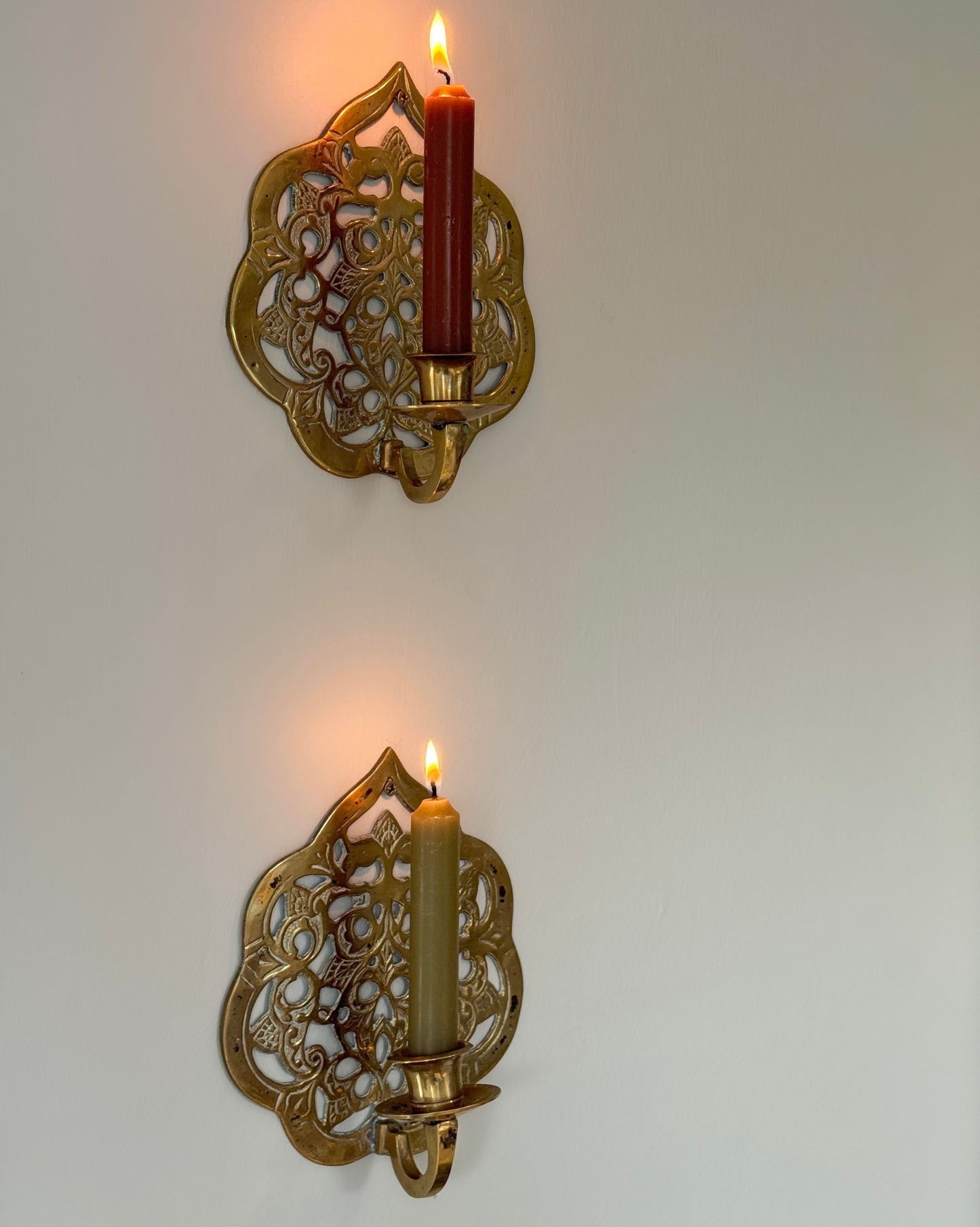 Vintage Solid Brass Sconce Pair