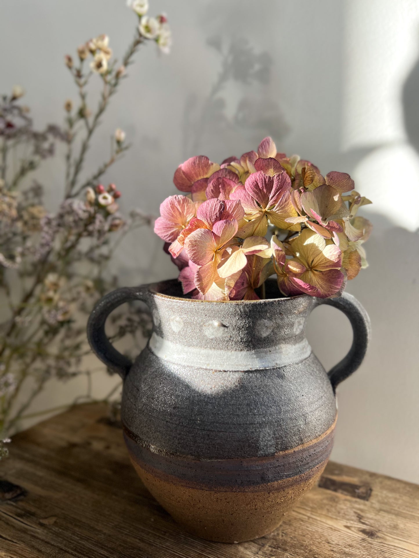 Studio Pottery Salt Glazed Handled Pot