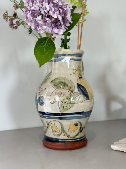 Very Rare Vintage 1980s ‘Dove of Peace’ Slipware Jug by Paul Jackson, Helland Pottery, Cornwall
