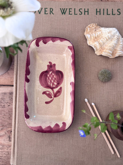 Vintage Spanish Fajalauza Granada Pink Pottery Trinket Dish