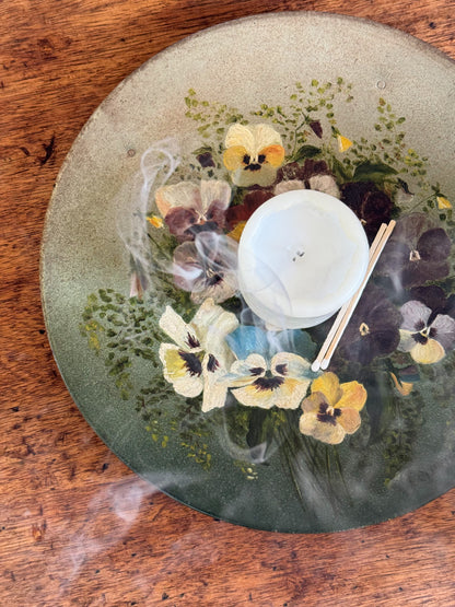 Hand-Painted Folk Art Metal Pansy Plate