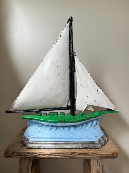 Vintage Cast Iron Sailing Boat Door Stop