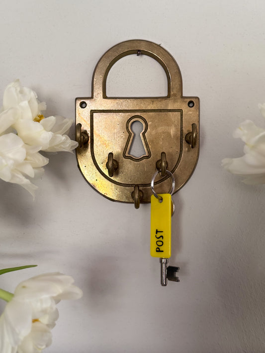 Vintage Solid Brass Padlock Key Hook