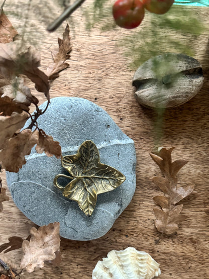Vintage Solid Brass Ivy Leaf Dish