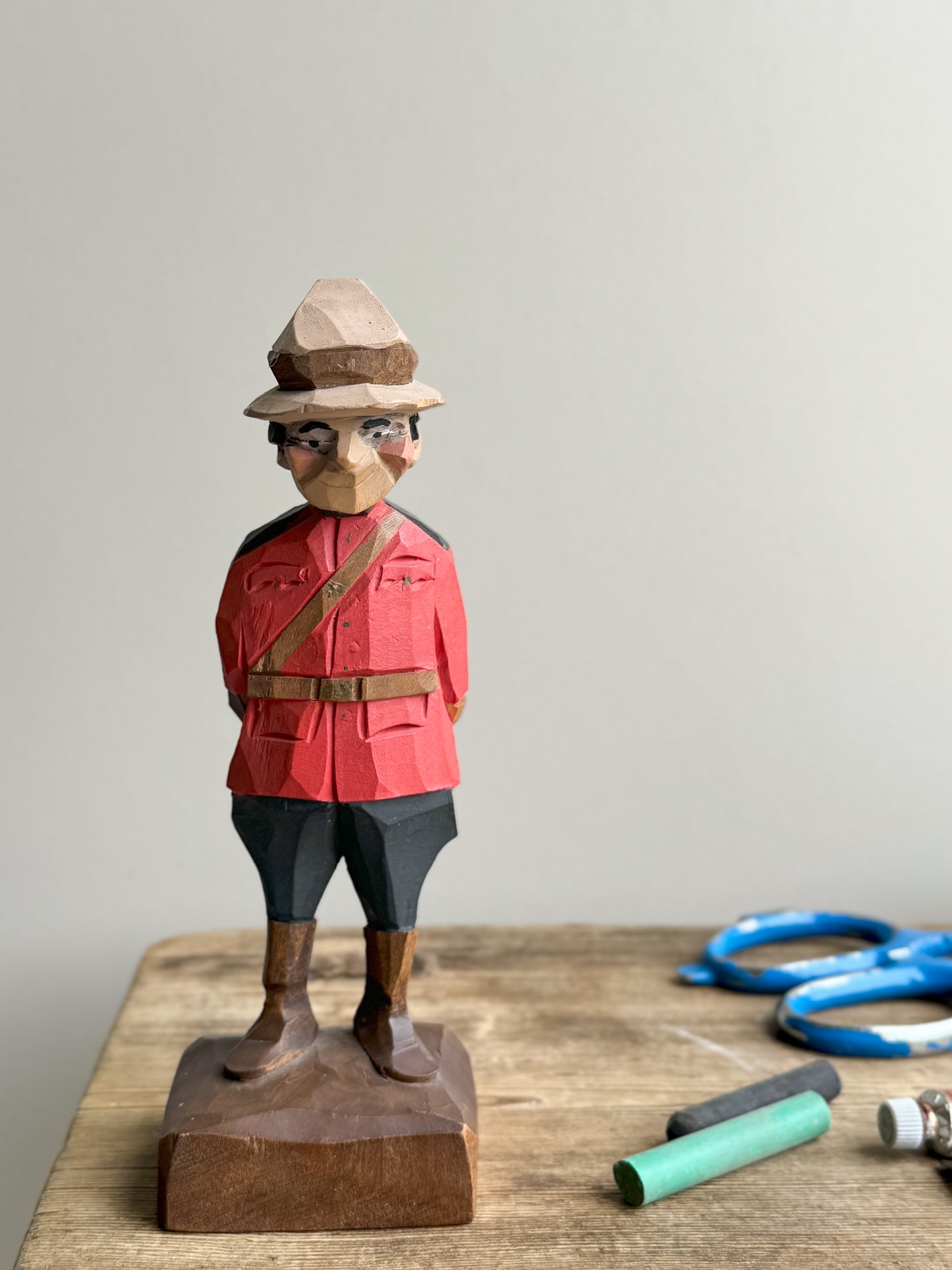Hand Carved Canadian Mounty By Tom Hannah