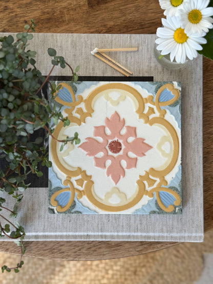 Vintage Villeroy & Boch Mettlach Encaustic Tile – Floral Motif