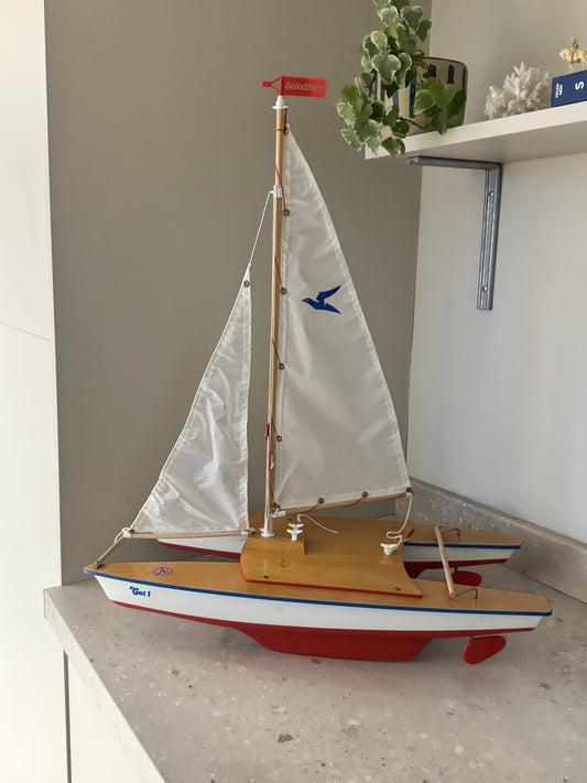 Vintage Gunther Wooden Toy Cat 1 Sailboat Catamaran | Made in Germany