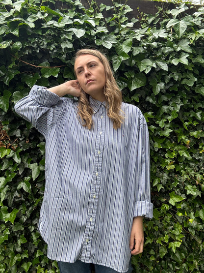 Tommy Hilfiger Nautical Stripe Shirt – Early 2000s, Size XXL (100% Cotton)