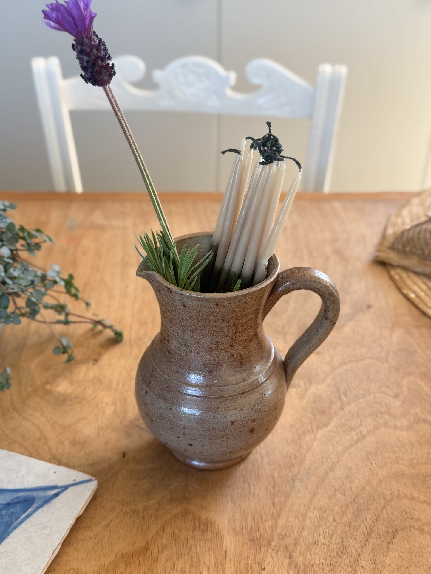 Vintage French Studio Pottery Jug – Speckled Glaze