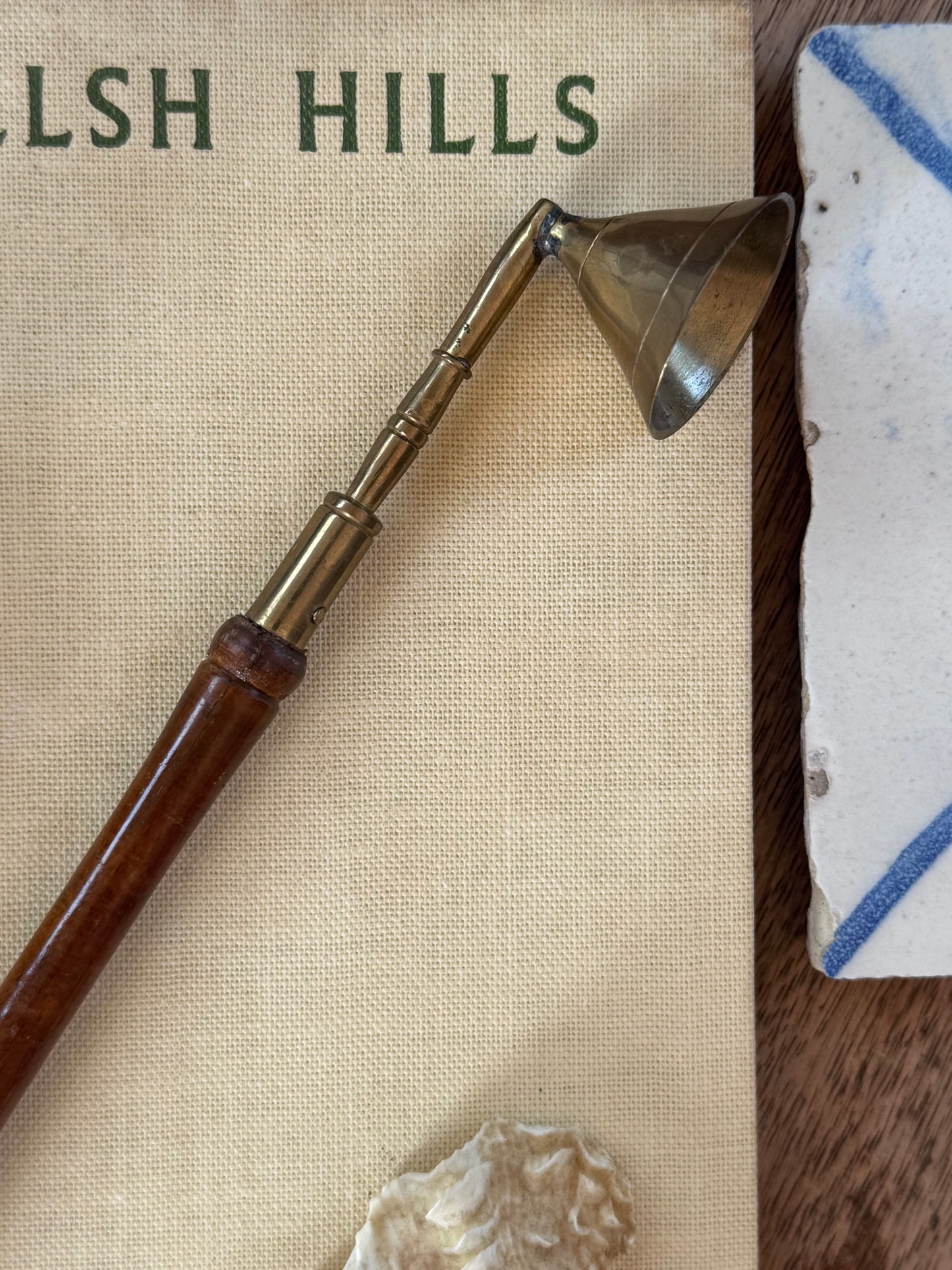 Vintage Brass & Turned Wood Candle Snuffer