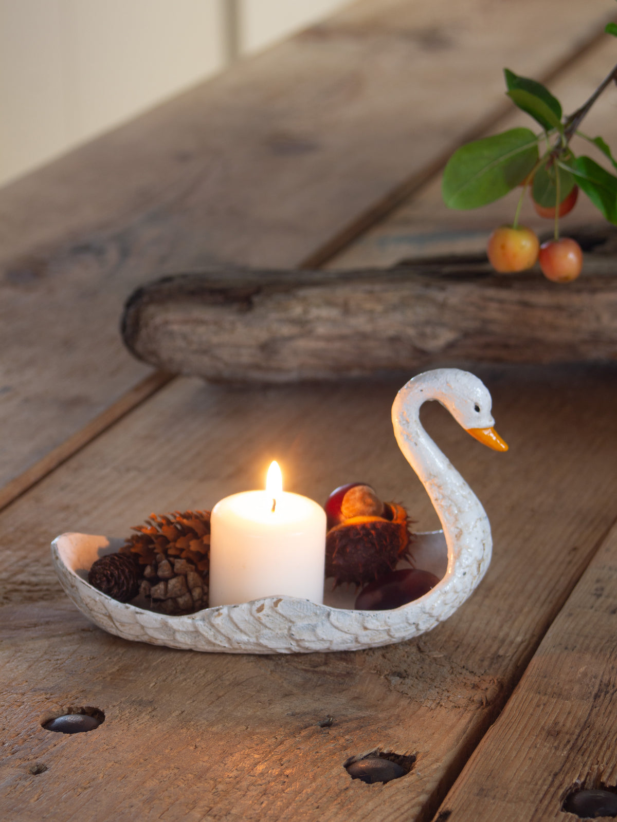 Vintage Hand-Painted Cast Iron Swan Dish