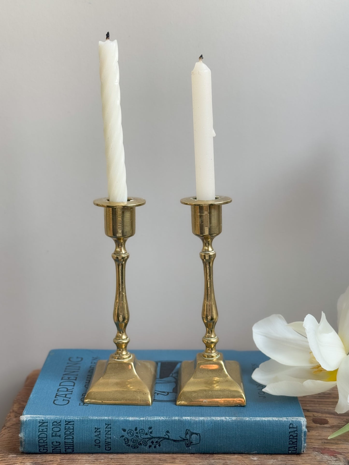 Vintage Solid Brass Candlestick Pair