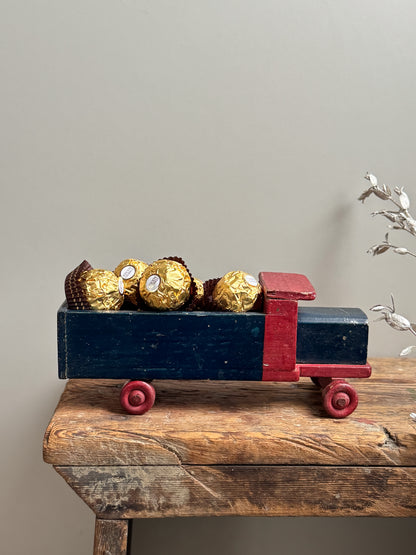 Vintage 1950s Handmade & Hand-Painted Wooden Toy Truck