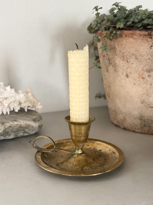 Vintage Aged Indian Brass Chamberstick