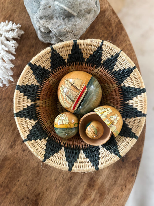 Vintage Handmade Wooden Nesting Ships | Set of 4
