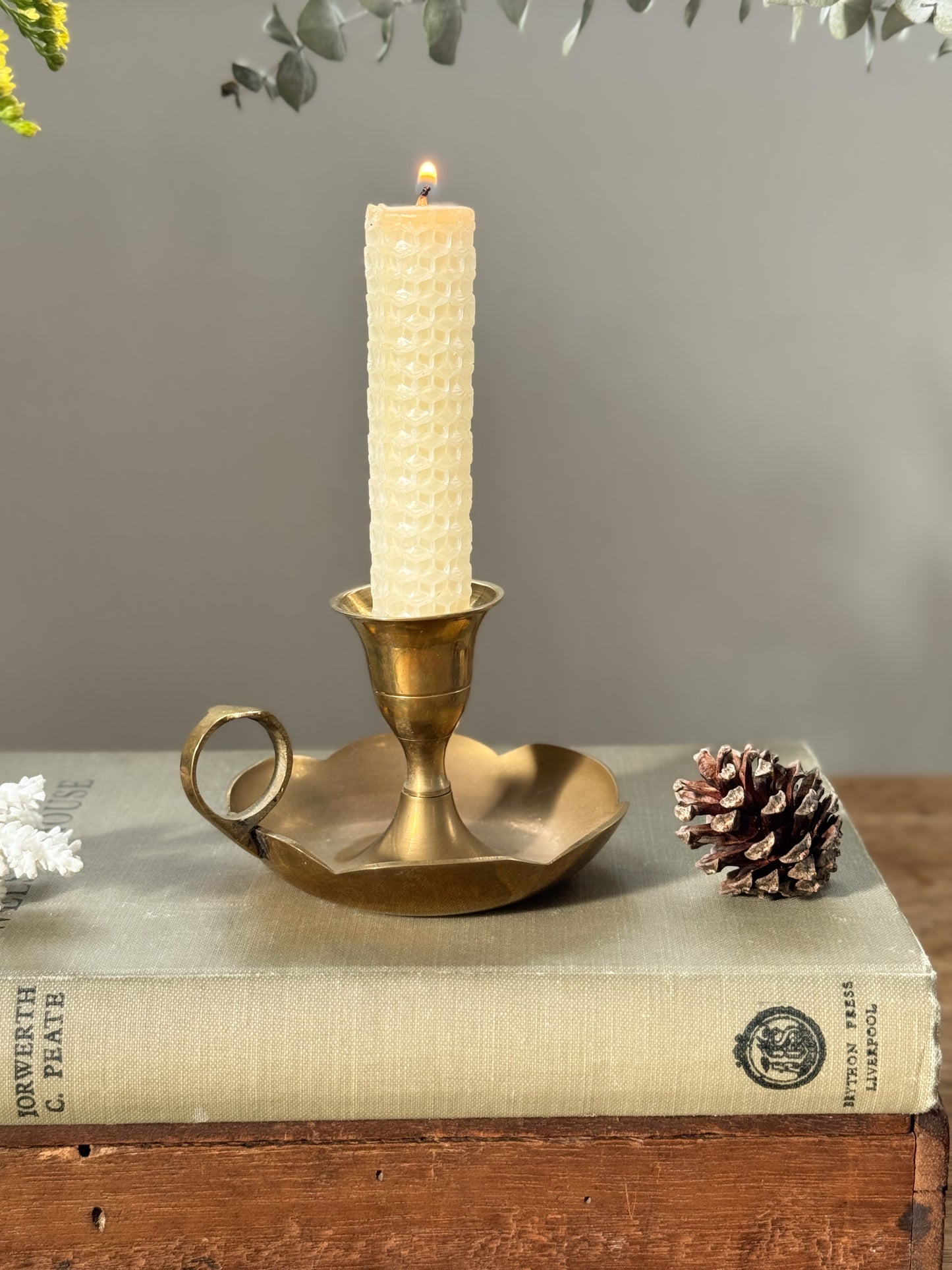 Vintage Solid Brass Scalloped Chamberstick