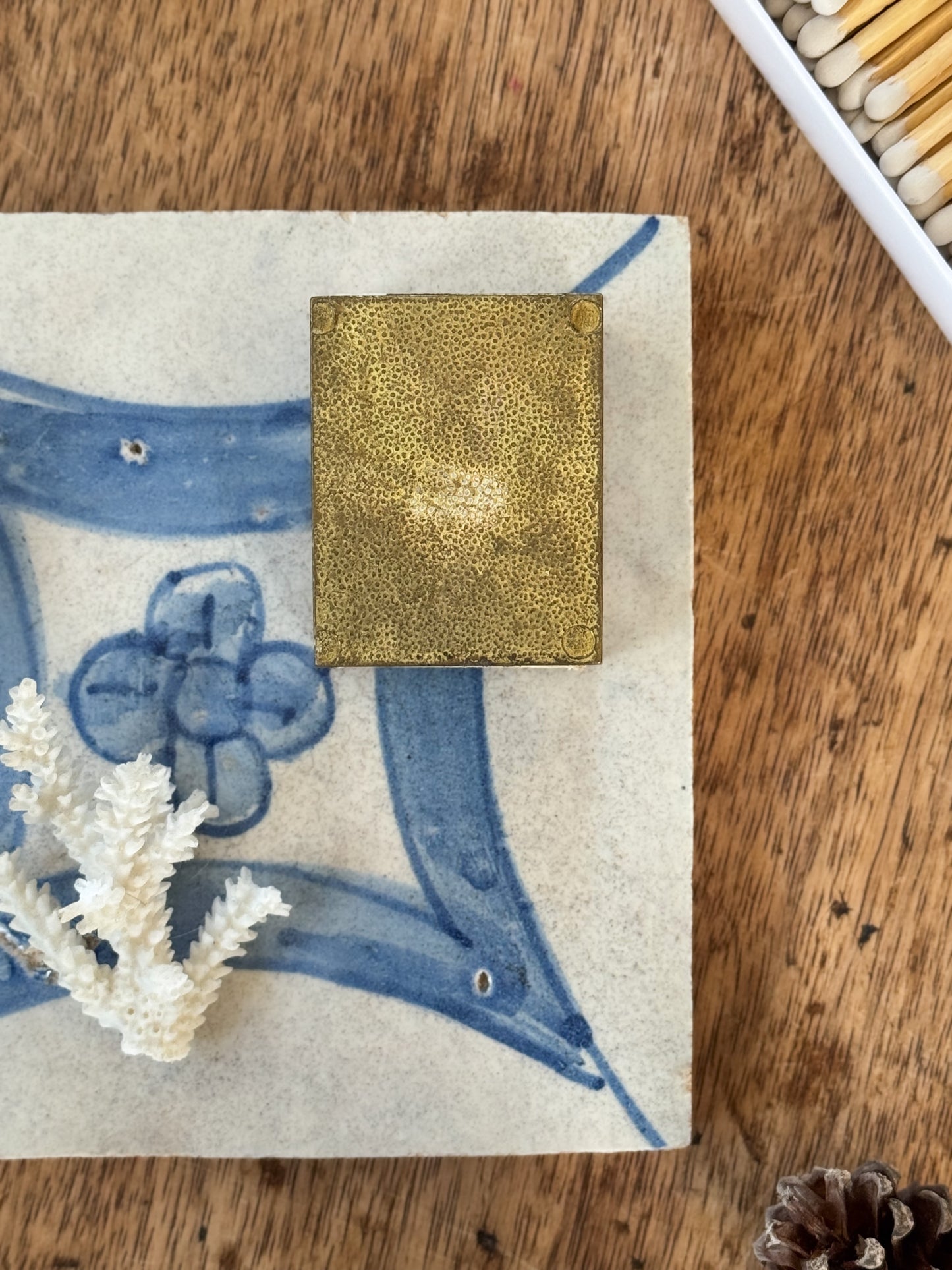 Vintage Brass & Enamel Horse Matchbox Cover (With Matches)