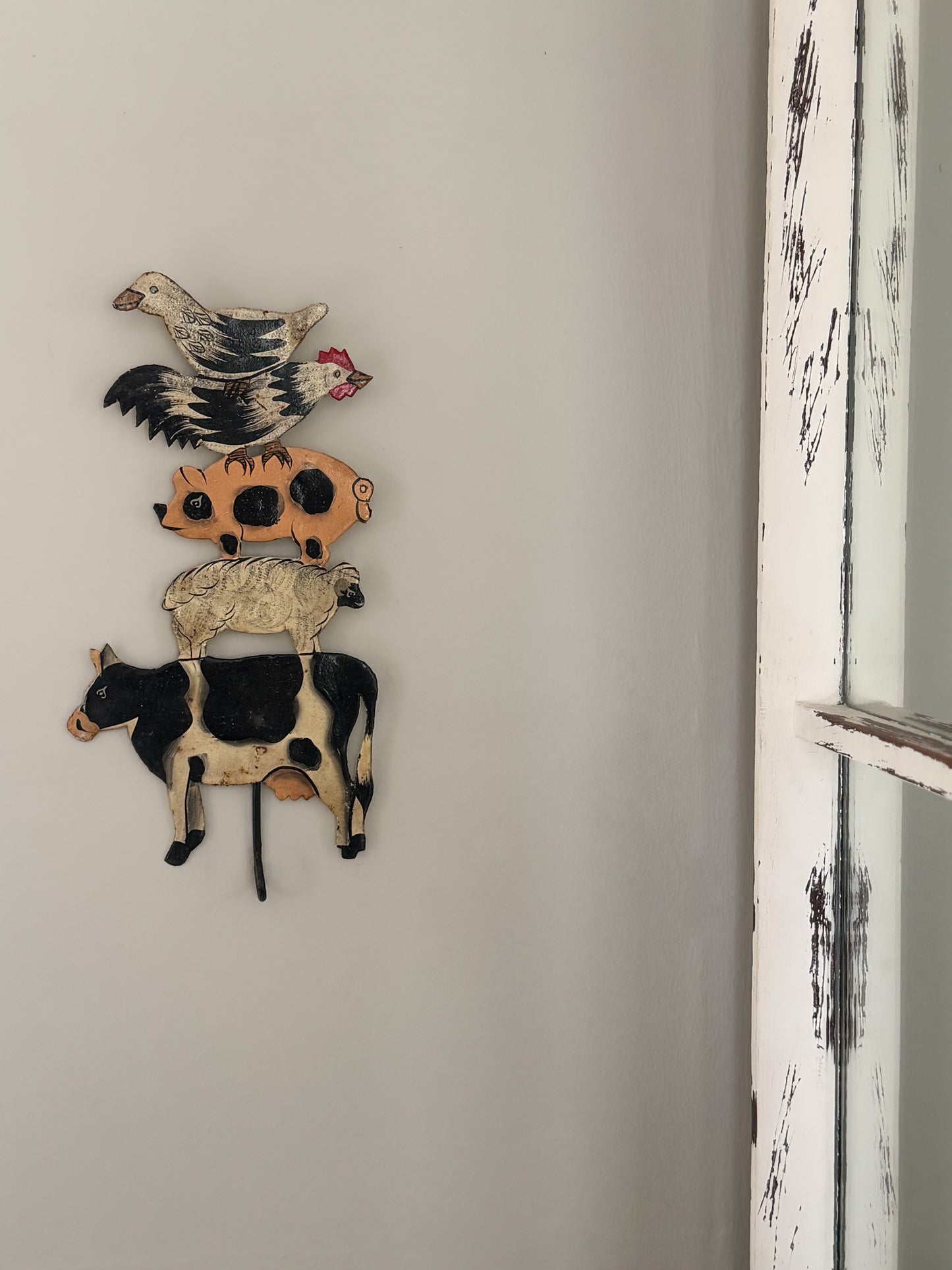 Vintage Handmade Metal Folk Art Farm Animal Wall Hook