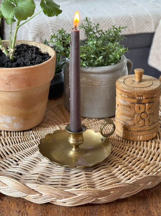 Vintage Scalloped Brass Chamberstick