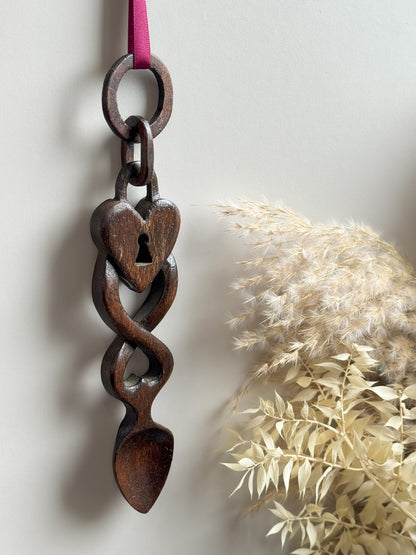 Vintage Welsh Love Spoon • Key To My Heart