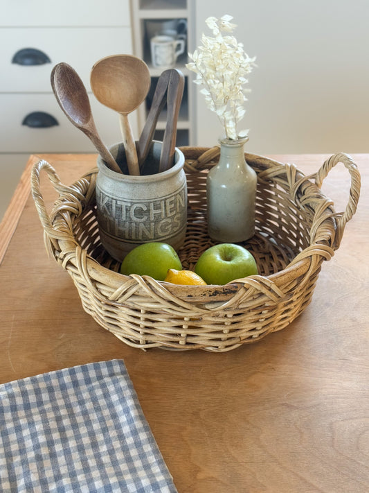 Vintage Wicker Basket Tray