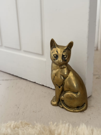 Vintage Solid Brass Cat Doorstop