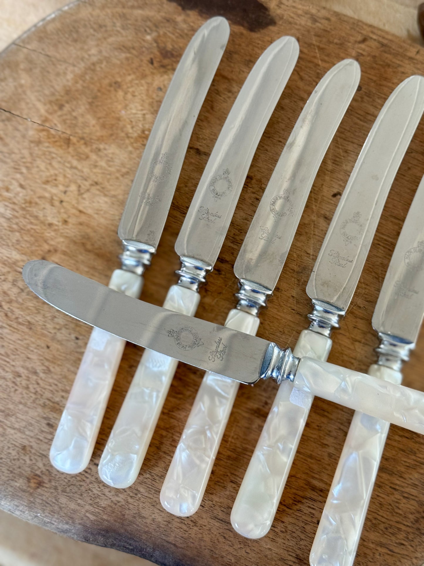 Vintage Sheffield Mother of Pearl Afternoon Tea Knives (Set of 6)