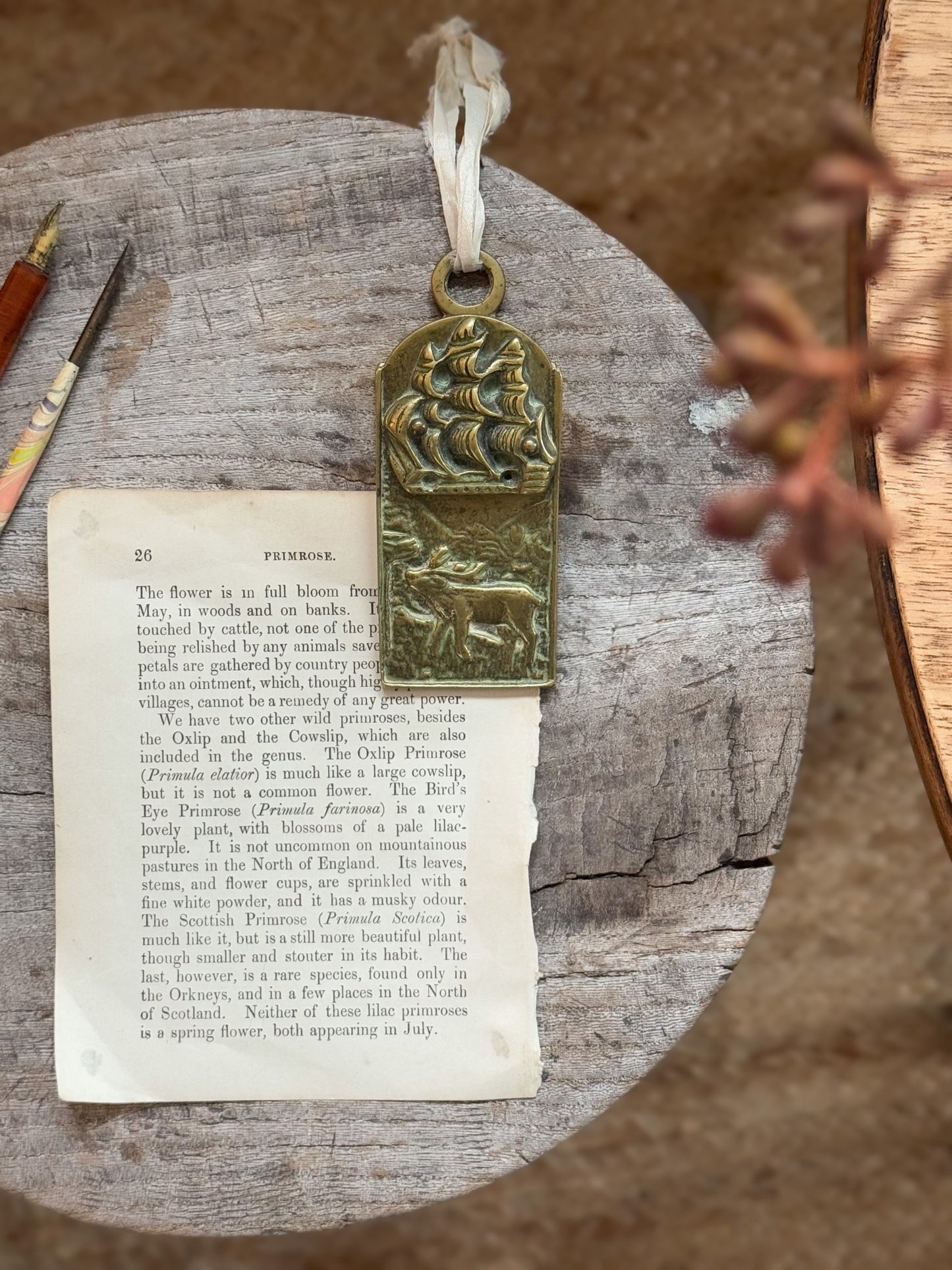 Vintage Solid Brass Letter Clip Ship & Stag Design