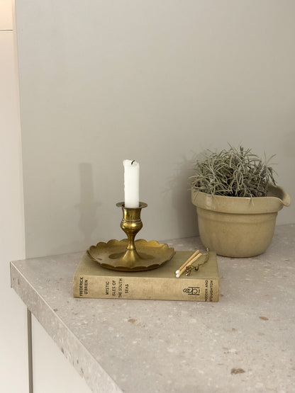 Vintage Scalloped Brass Candle Holder