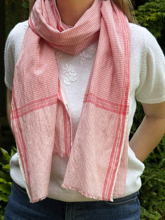 Vintage Cotton Gingham Stripe Scarf | Sourced in Berlin