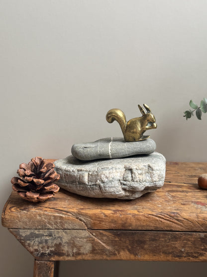 Vintage Solid Brass Miniature Squirrel