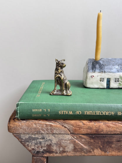 Vintage Solid Brass Miniature German Shepherd Figurine