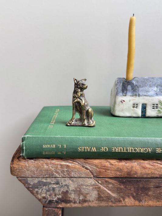 Vintage Solid Brass Miniature German Shepherd Figurine