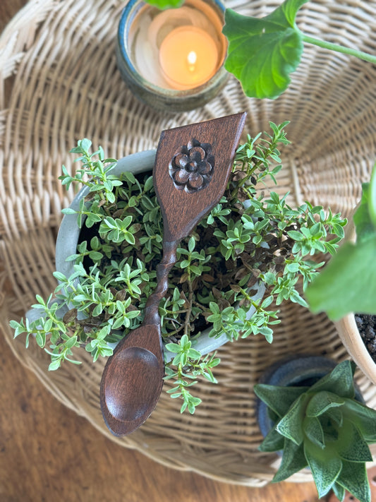 Floral Intricately Carved Vintage Welsh Love Spoon