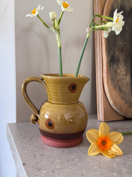 Vintage Welsh Studio Pottery Slipware Jug by Carol Wynne Morris, Conwy Pottery
