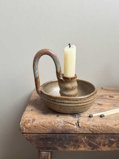 Vintage Studio Pottery Chamberstick by Canterbury Pottery