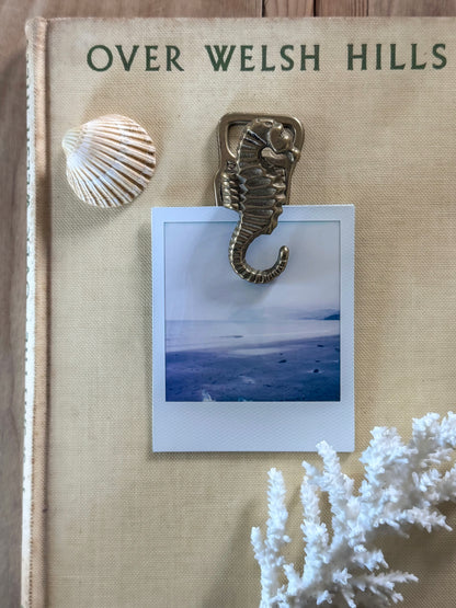 Vintage Solid Brass Seahorse Letter Clip