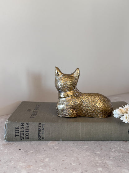 Vintage Solid Brass Cat with Bow Tie